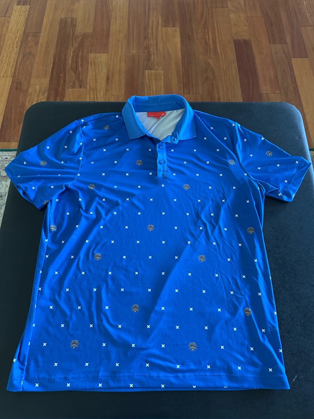 Redvanly Men's Blue Polo Shirt with Subtle Motif Size XL